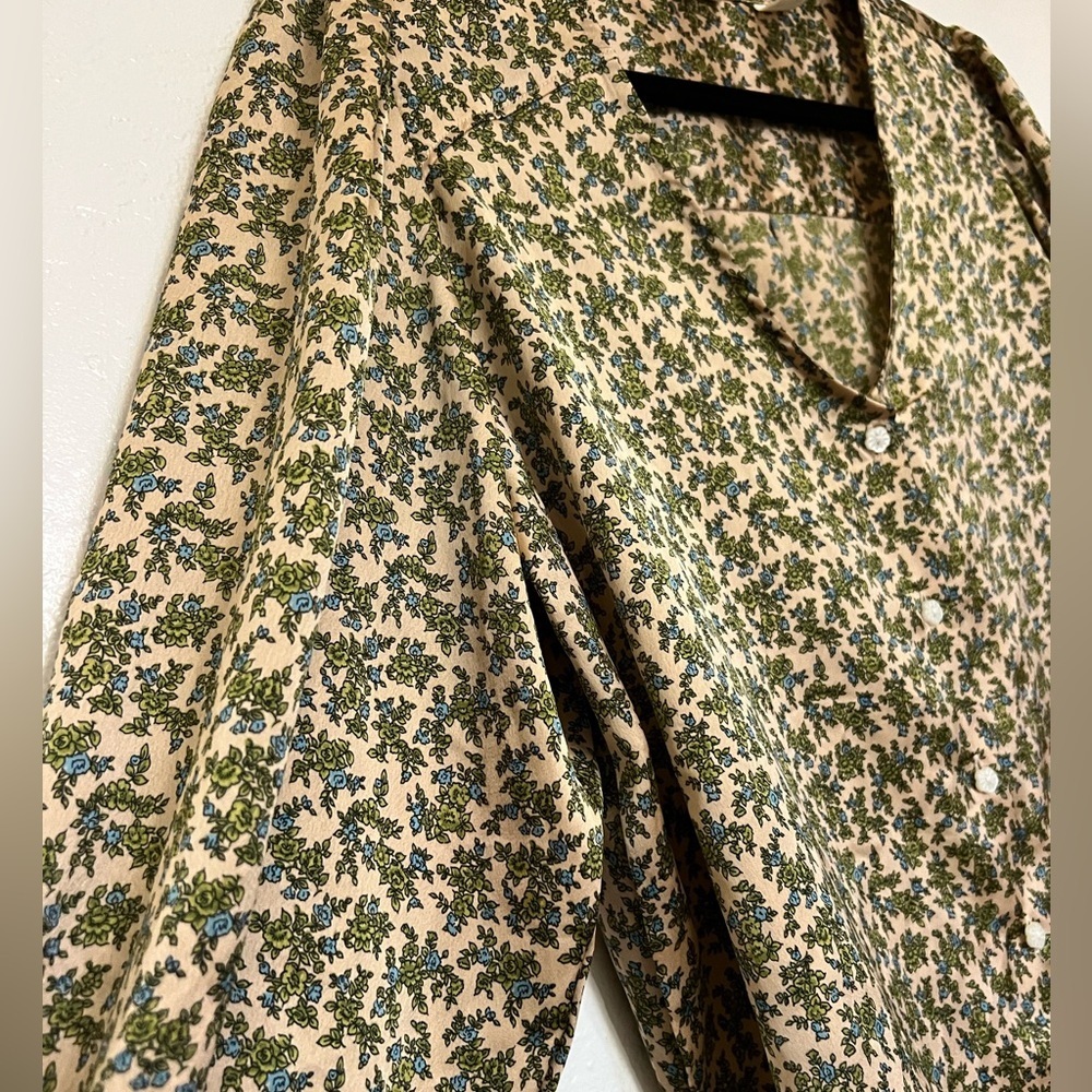 Levi's Floral Blouse - Green and Cream Size XL - Picture 4 of 14
